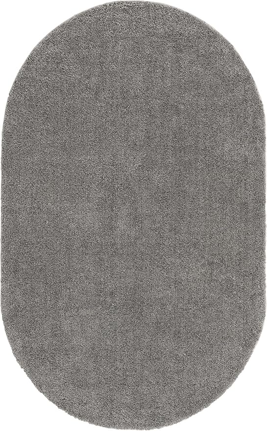Unique Loom Solo Collection Area Rug - Calabasas (5' 3" x 8' Oval, Gray)