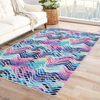Colorful Wave Rug, 6x8 Rug, Abstract Watercolor Rugs for Living Room Bedroom, Watercolor Large Area Rug, Washable Rug Non Slip Soft Indoor Carpet, Colorful Wave Home & Room Decor