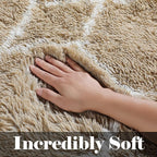 ONASAR 8x10 Area Rugs for Living Room, Fluffy Beige and White Bedroom Rug, Washable Geometric Boho Large Soft Plush Shaggy Fuzzy Floor Carpet for Nursery Kids Classroom Playroom Dorm Home Decor