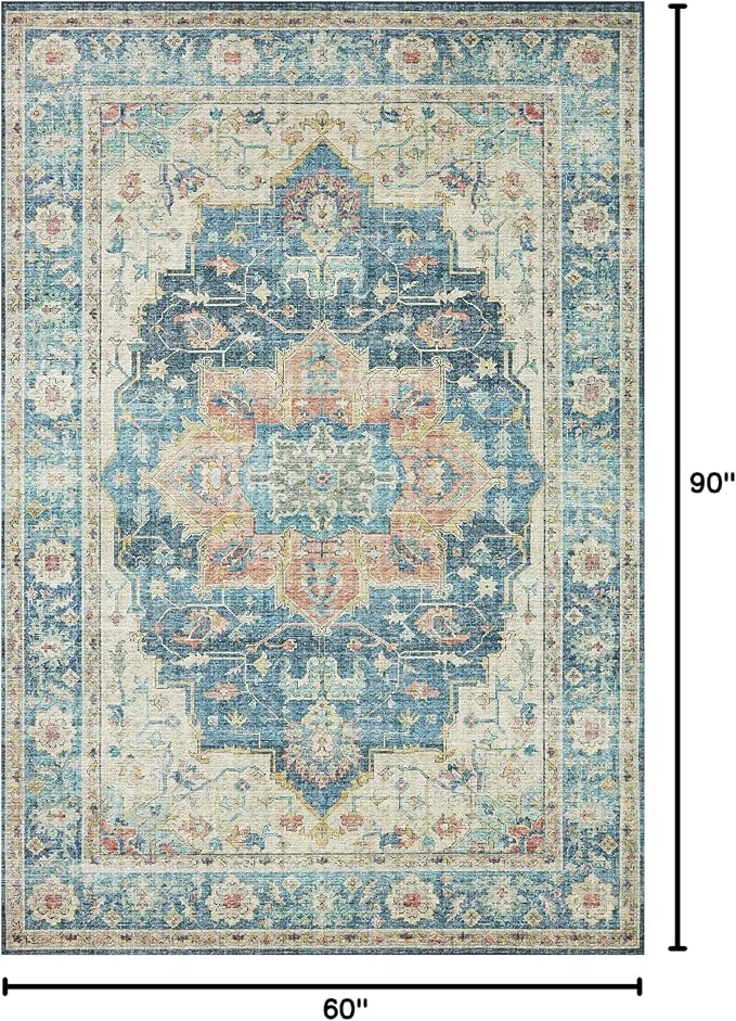 Loloi II Skye Collection SKY-12 Ocean/Multi 5'-0" x 7'-6" Area Rug