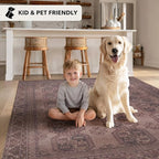 Kuden 2x3 Small Rug, Machine Washable, Non-Slip Backing, Vintage Style, Soft, Low Pile, Area Rugs for Entryway Kitchen Indoor Entrance