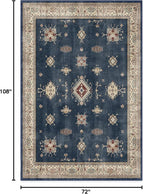 RUGGABLE Washable Vintage Area Rug – Verena Sapphire 6x9, Stain-Resistant, Non-Slip – Medium Machine Washable Rugs for Living Room, Bedroom, Hallway, Entryway & Office–with Cushioned Pad
