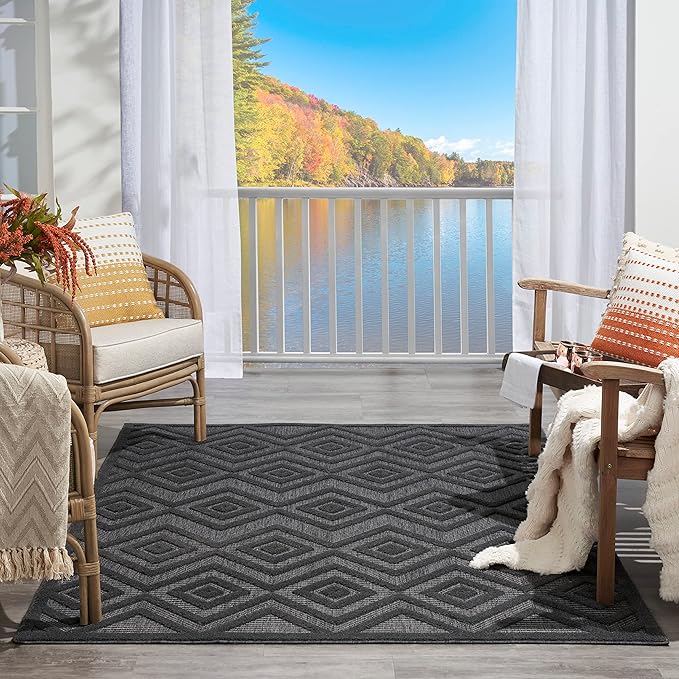 Nourison Home Versatile Charcoal Black 4' x 6' Area Rug - Easy Clean, Non Shedding, Bed Room, Living Room, Dining Room, Kitchen (4' x 6')