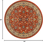 Rugs.com Yasmin Collection Rug – 8 Ft Round Terracotta Medium Rug Perfect for Kitchens, Dining Rooms
