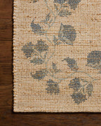Loloi Chris Loves Julia Rue Collection RUE-05 Natural/Denim 9'-3" x 13' Area Rug Jute Neutral Floral Living Room Bedroom Rug