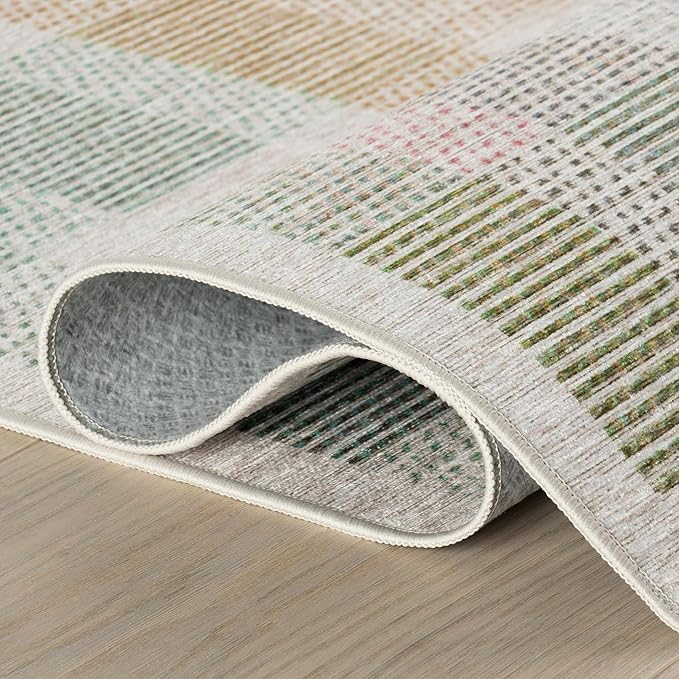 Dash & Albert Chanan Plaid Multi Machine Washable Rug, 4 X 6 Feet, Multicolored/Ivory Plaid Pattern