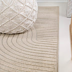 JONATHAN Y Hallie High-Low Curve Beige/Cream 5x8 Indoor/Outdoor Area Rug, Minimalist Geometric, Pet Friendly, for Patio, Backyard, Living Room, Bedroom, Office, Hose-Washable (SCN100D-5)