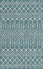 Unique Loom Outdoor Trellis Collection Area Rug - Tribal Trellis (3' 3" x 5' 3" Rectangle, Teal/ Ivory)