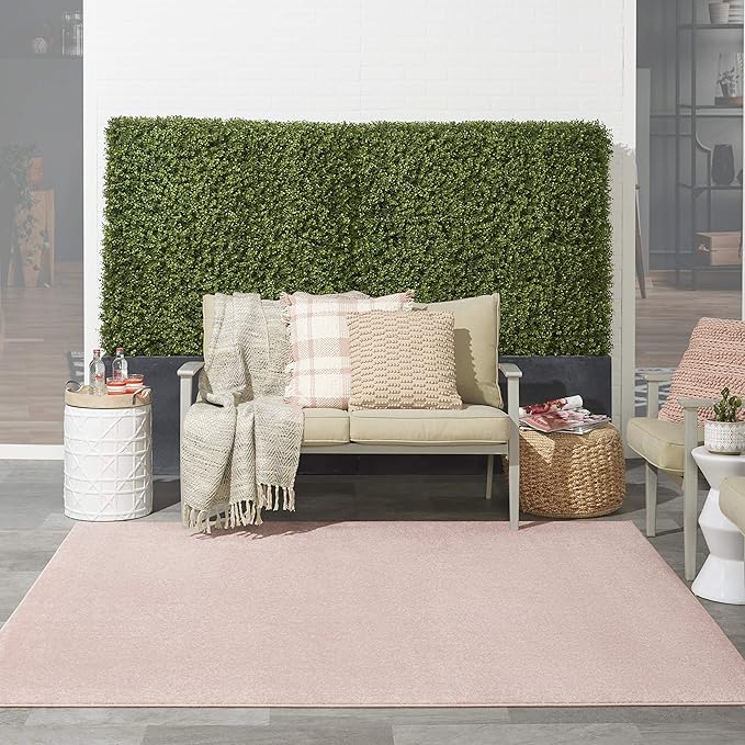 Nourison Home Nourison Essentials Pink 5' x Square Area Rug - Easy Clean, Non Shedding, Bed Room, Living Room, Dining Room, Kitchen (5' x Square)