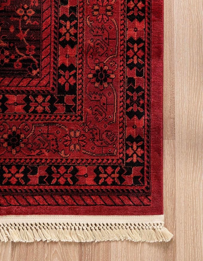 Unique Loom Tekke Collection Area Rug - Sheibani (10' x 14' 1" Rectangle, Red/ Black)