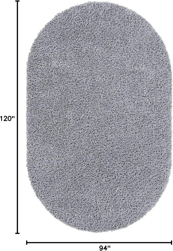 Unique Loom Davos Shag Collection Area Rug - Solid (7' 10" x 10' Oval, Sterling)