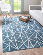 Rugs.com Lattice Trellis Collection Rug – 6' x 9' Blue Low-Pile Rug Perfect for Living Rooms, Large Dining Rooms, Open Floorplans