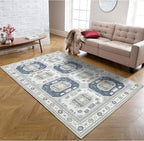 Fame Living Faded Oushak Rug, Turkish Vintage Floral Pastel Large Oversized Area Rugs for Living Room Dining Bedroom Kitchen Bathroom Nursery (848CrNv, 2'5" x 9'8")