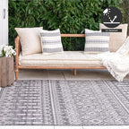FH Home Flat Woven Outdoor Rug - Waterproof, Easy to Clean, Stain Resistant - Premium Polypropylene Yarn - Boho Moroccan - Large Patio, Deck, Sunroom - Dakar - Charcoal - 7ft 10in x 10ft 9in
