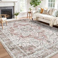 LUMI Washable Area Rug 8x10 for Living Room, Ultra Soft Stain Resistant Carpet with Non Slip Rubber Backing, Non-Shedding Low Pile Rugs for Bedroom, Dining Room, Indoor, Office