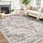 LUMI Washable Area Rug 8x10 for Living Room, Ultra Soft Stain Resistant Carpet with Non Slip Rubber Backing, Non-Shedding Low Pile Rugs for Bedroom, Dining Room, Indoor, Office