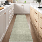 Art&Tuft Non-Slip Runner Rug - 2x12 Runner Rug Washable Low-Pile Rugs Runners, Soft Distressed Carpet Runner for Bedroom Bathroom Kitchen Laundry Living Room, Green