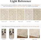 HUGEAR 9x12 Machine Washable Area Rugs Vintage Beige - Neutral Living Room Bedroom Rug Non Slip Stain Resistant Low Pile Aesthetic Throw Carpet Kids & Pet Friendly