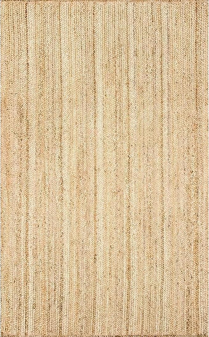 Handwoven Jute Rug for Home Décor, Boho Reversible Braided Carpet, Ethnic Rectangular Area Mat for Indoor Outdoor Living Room or Bedroom (2 Ft 6 Inch x 6 Ft)