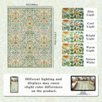 9x12 Grass Green Vintage Floral Area Rug,Washable Large Boho Living Room Rugs,Botanical Print Non-Slip Stain Resistant Lightweight Carpet for Bedroom Dining Room Nursery