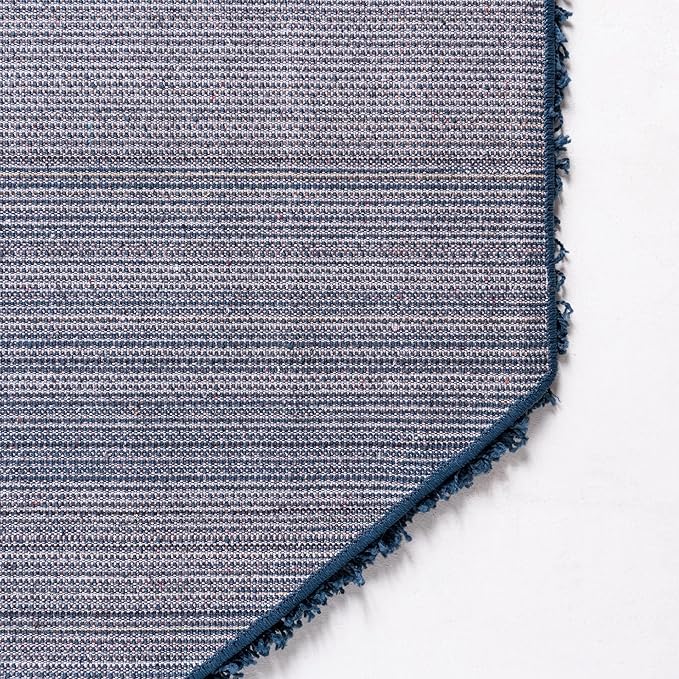 Unique Loom Solid Shag Collection Area Rug (4' Octagon, Sapphire Blue/ Navy Blue)
