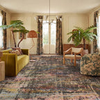 Kokia Abstract Area Rugs 8x10 Bedroom Soft Living Room Rugs Washable Distressed Vintage Comfy Brown Yellow Carpet with Non-Slip Backing for Farmhouse Home Office Room Decor, Oslo Fireworks