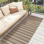 Lahome Striped Easy Jute 2x6 Runner Rug, Farmhouse Kitchen Rugs Non Slip Washable Entryway Hallway Runner, Neutral Non Shedding Lightweight Indoor Outdoor Carpet for Foyer Corridor, Khaki