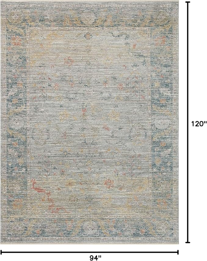 Loloi Magnolia Home by Joanna Gaines Millie Collection MIE-04 Slate/Multi 7'-10" x 10', .25" Pile Height, Area Rug