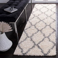 SAFAVIEH Dallas Shag Collection Runner Rug - 2'3" x 6', Ivory & Grey, Trellis Design, Non-Shedding & Easy Care, 1.5-inch Thick Ideal for High Traffic Areas in Living Room, Bedroom (SGD257F)