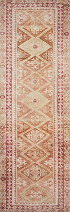 Loloi Layla Collection LAY-16 Natural/Spice 3'-6" x 5'-6" .13" Thick Accent Rug, Soft, Durable, Vintage Inspired, Distressed, Low Pile, Non-Shedding, Easy Clean, Printed, Living Room Rug