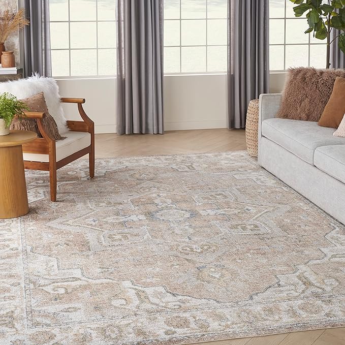 Nourison Home Astra Machine Washable Beige 7'10" x 10' Area Rug - Easy Clean, Non Shedding, Bed Room, Living Room, Dining Room, Kitchen (8' x 10')