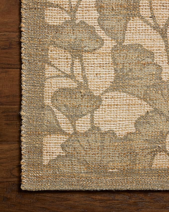 Loloi Chris Loves Julia Rue Collection RUE-02 Olive/Sage 9'-3" x 13' Area Rug Jute Neutral Floral Living Room Bedroom Rug