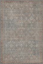 6x9 Area Rug Machine Washable Boho Rug for Living Room,Ultra-Thin Low Pile Carpet,Lightweight Indoor Printed Rug,Non Slip Floral Area Rug for Bedroom, Dining Room, Home Office,Grayish Blue