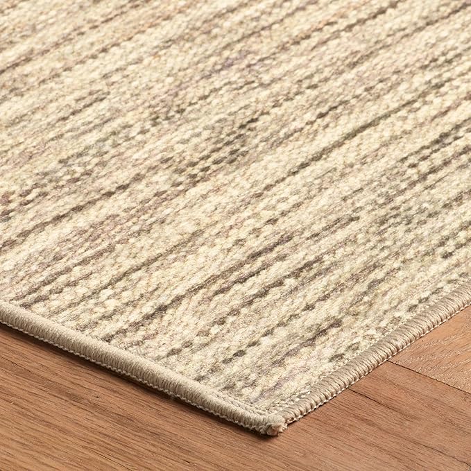 Dash & Albert Clay Natural Machine Washable Rug, 4 X 6 Feet, Natural Stripe Pattern