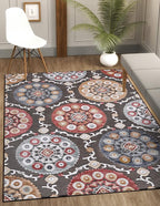 CAMILSON Indoor Outdoor Rug 10x14 Bohemian Medallion Floral Area Rugs for Indoor and Outdoor Patios Easy-Cleaning Non-Shedding Living Room Garden and Kitchen Washable Outside Carpet (10 x 14 / Brown)