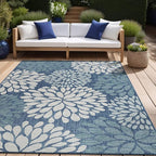 Beverly Rug Outdoor Rug 8x10 Modern Exotic Tropical Leaf Area Rugs for Indoor and Outdoor Patio Deck Porch Garden Water Resistant Washable Outside Carpet (8 x 10 Blue)
