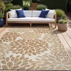 Beverly Rug Outdoor Rug 5x7 Modern Exotic Tropical Leaf Area Rugs for Indoor and Outdoor Patio Deck Porch Garden Water Resistant Washable Outside Carpet (5 x 7 Beige)
