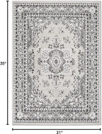 Home Dynamix Premium Sakarya Traditional Medallion Border Area Rug, Gray, 21"x35" Rectangle