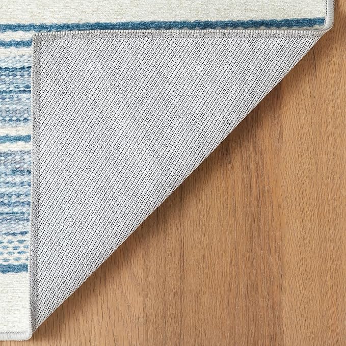 Dash & Albert Ellington Stripe Blue Machine Washable Rug, 2 X 3 Feet, Blue Stripe Pattern