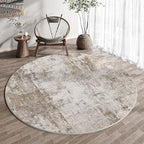 6x6 Washable Round Rug Brown Grey Abstract Living Room Bedroom Area Rug Neutral Modern Non Slip Soft Low Pile Indoor Carpet for Dining Room Office Entryway