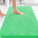 OLANLY Bathroom Rugs 36x24, Extra Soft Absorbent Chenille Bath Rugs, Rubber Backing Quick Dry, Machine Washable Bath Mats for Bathroom Floor, Tub and Shower, Home Decor Accessories, Mint Green