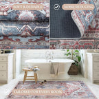 Washable Area Rug. Modern Farmhouse. Vintage. Turkish. Bohemian. Distressed. Oriental. Traditional. Rugs for Living Room. Dining. Bedroom. Office. Entryway. Foyer. (858RM, 5'9 x 8'9)
