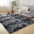 Andency Soft Area Rugs for Living Room Bedroom, 3x5 Non-Slip Fluffy Shag Carpet, Indoor Floor Fuzzy Shaggy Living Room Plush Rug for Kids Dorm Nursery Home Decor Aesthetic, Tie-Dyed Dark Grey