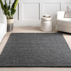 Nuloom Penelope Charcoal, 5' x 8', Hand-Braided, Wool & Cotton, Soft and Textured, High Traffic, Stain Resistant, Easy Clean, Durable Area Rug for Bedroom, Living Room, Dining, Foyer, Entryway