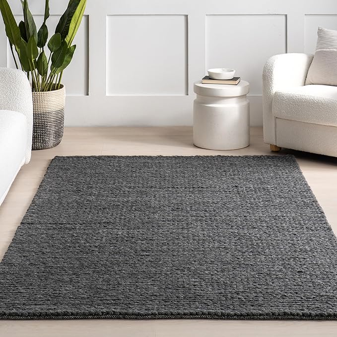 Nuloom Penelope Charcoal, 8'6" x 11'6", Hand-Braided, Wool & Cotton, Soft and Textured, High Traffic, Stain Resistant, Easy Clean, Durable Area Rug for Bedroom, Living Room, Dining, Entryway