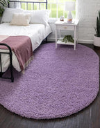 Unique Loom Solid Shag Collection Area Rug (5' 1" x 8' Oval, Lilac)