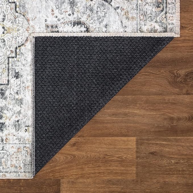 Bloom Rugs Caria Washable Non-Slip 5x7 Rug - Ivory/Gray/Caramel Traditional Area Rug for Living Room, Bedroom, Dining Room, and Kitchen - Exact Size: 5' x 7'