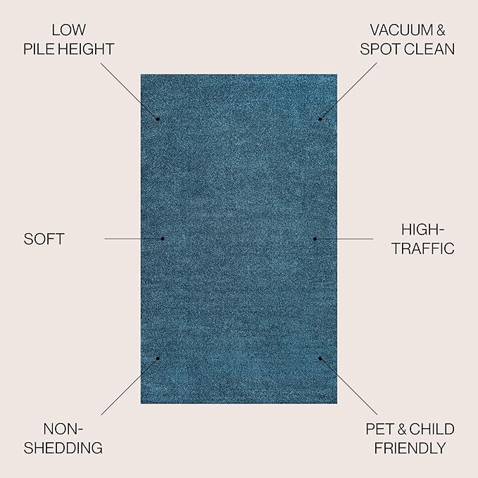 JONATHAN Y Haze Solid Low-Pile Turquoise Indoor Area Rug 3x5, Coastal,Bohemian,Minimalist,Classic, Easy-Cleaning for Living Room,Bedroom,Kitchen,Pet Friendly,Non-Shedding (SEU100H-3)