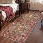 Ciicool 2x5ft Runner Rug, Hallway Wahshable Rug Vintage Kitchen Carpet for Entrance Bedroom Bedside Living Room Kitchen Laundry Bathroom Decor