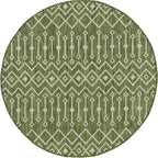 Unique Loom Outdoor Trellis Collection Area Rug - Tribal Trellis (5' 3" Round, Green/ Natural)